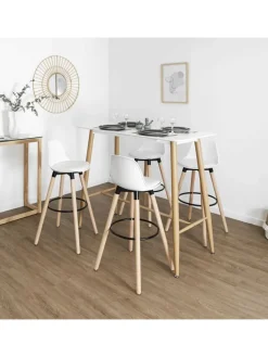 Hocker barowy w kolorze białym - 37 x 91 x 41 cm