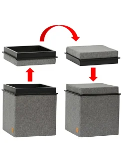Hocker "Premium" w kolorze antracytowym ze schowkiem - 37 x 40 x 37 cm