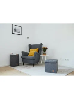 Hocker w kolorze antracytowym ze schowkiem - 38 x 38 x 38 cm