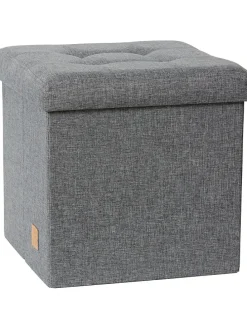 Hocker w kolorze antracytowym ze schowkiem - 38 x 38 x 38 cm