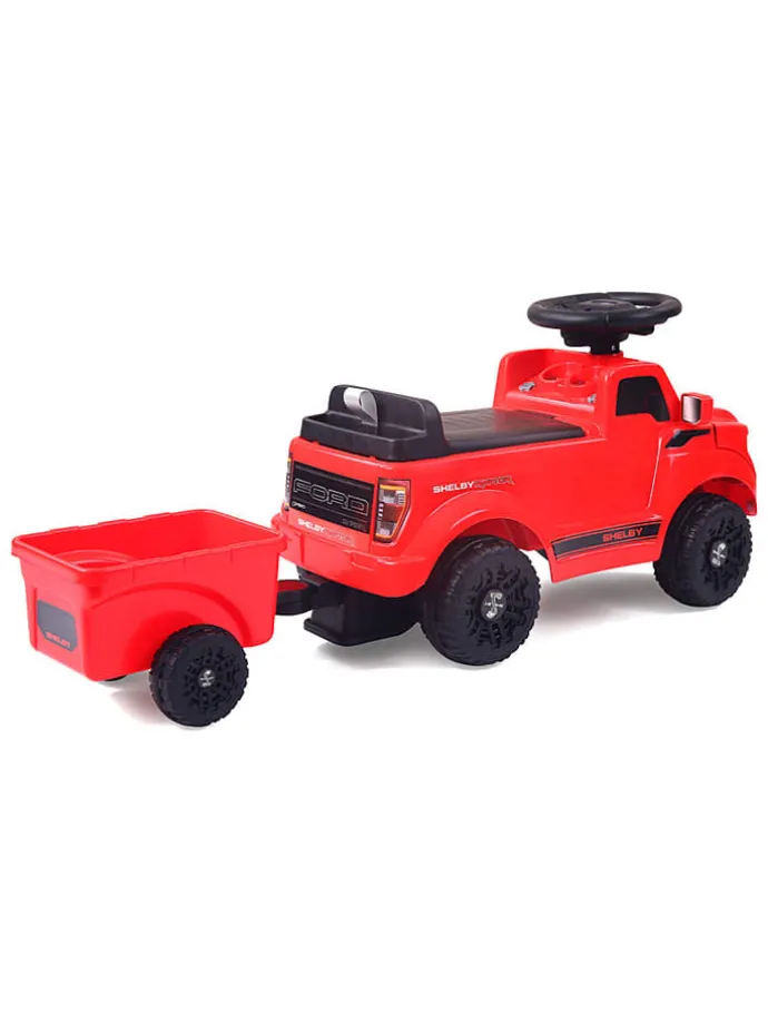 Jeździk "Shelby Ford F-150 Raptor" w kolorze czerwonym z przyczepką - 18 m+
