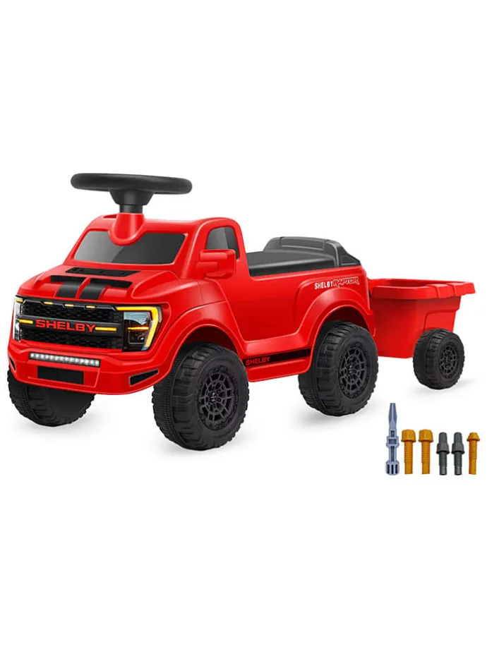 Jeździk "Shelby Ford F-150 Raptor" w kolorze czerwonym z przyczepką - 18 m+