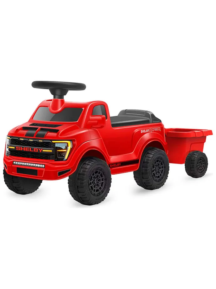 Jeździk "Shelby Ford F-150 Raptor" w kolorze czerwonym z przyczepką - 18 m+