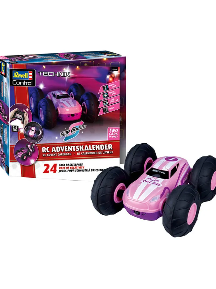 Kalendarz adwentowy "Stunt Car" w kolorze jasnoróżowym - 8+