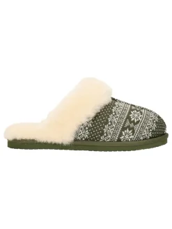 Kapcie w kolorze kremowo-ciemnozielonym