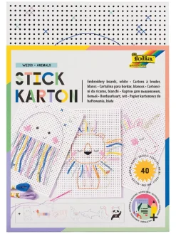 Karton (40 szt.) w kolorze białym do haftu - 3+