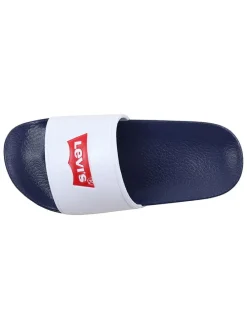 Klapki w kolorze biało-granatowym