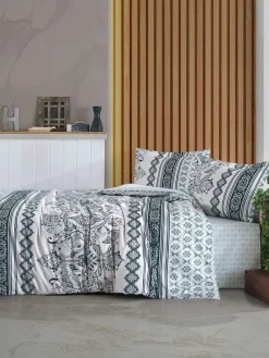 Komplet pościeli renforcé w kolorze kremowo-niebieskim