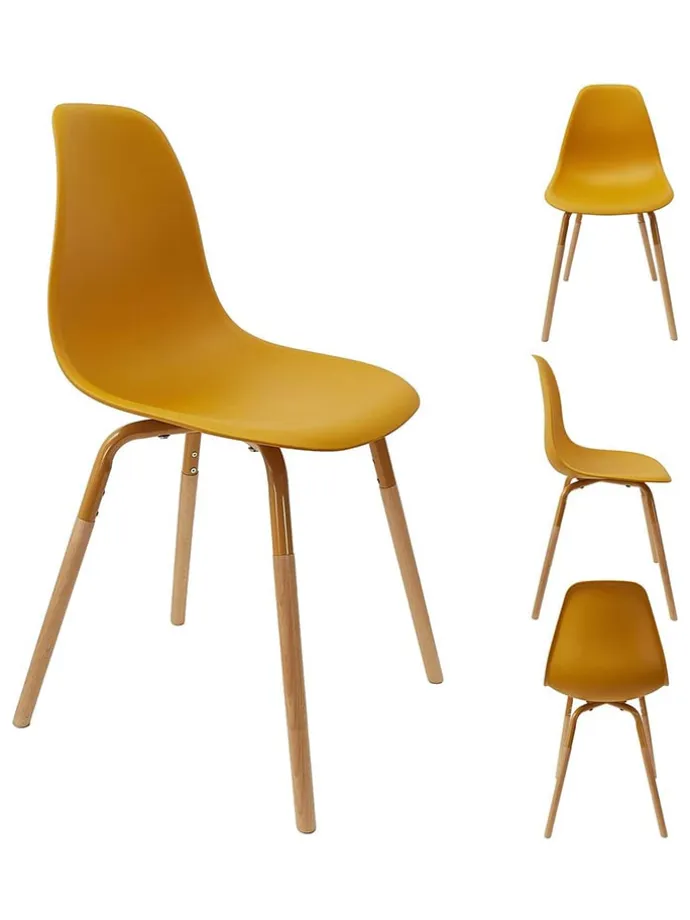 Krzesła (2 szt.) "Scandinave" w kolorze żółtym - 46 x 85 x 56 cm