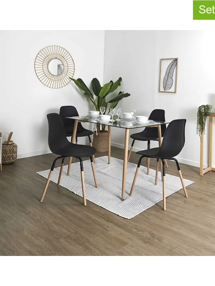 Krzesła (2 szt.) "Scandinave" w kolorze czarnym - 46 x 85 x 56 cm