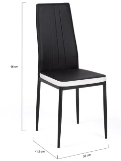 Krzesła (4 szt.) w kolorze czarno-białym do jadalni - 41,5 x 96 x 39 cm