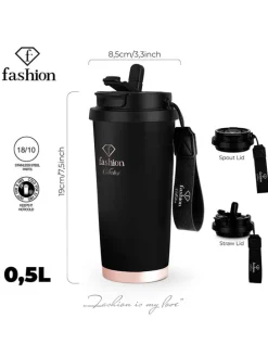 Kubek termiczny w kolorze czarnym - 500 ml
