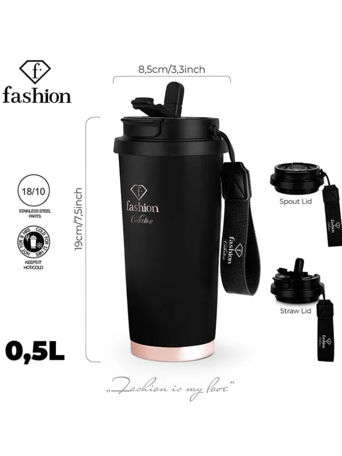 Kubek termiczny w kolorze czarnym - 500 ml