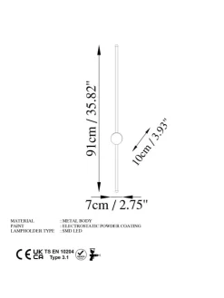 Lampa ścienna LED w kolorze złotym - dł. 91 cm