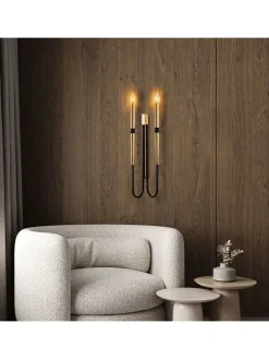 Lampa ścienna w kolorze złoto-czarnym - 18 x 58 cm