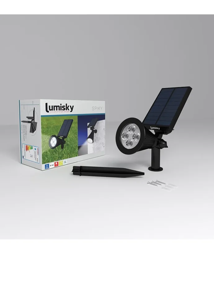 Lampa solarna LED "Spiky" w kolorze czarnym na trzonku - wys. 34 cm