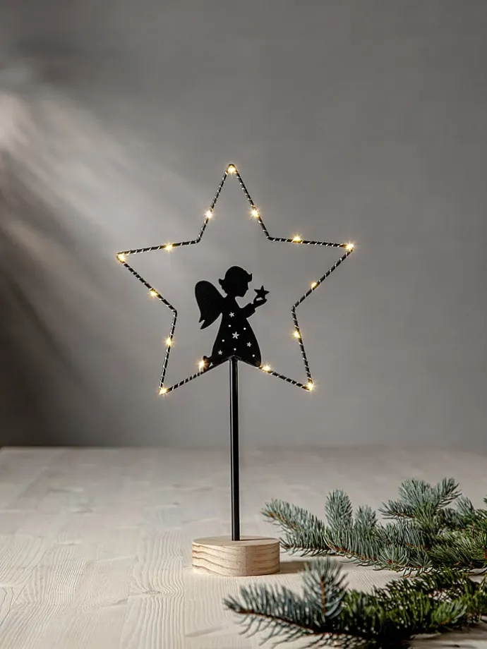 Lampa stojąca LED "Glimta" w kolorze jasnobrązowo-czarnym - wys. 42 cm