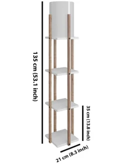 Lampa stojąca "Nora" w kolorze jasnobrązowo-białym - wys. 135 x Ø 21 cm
