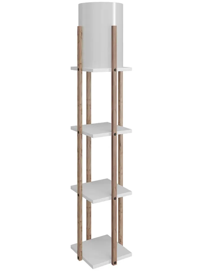 Lampa stojąca "Nora" w kolorze jasnobrązowo-białym - wys. 135 x Ø 21 cm