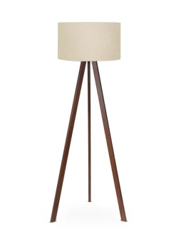 Lampa stojąca w kolorze brązowo-beżowym - wys. 140 x Ø 38 cm