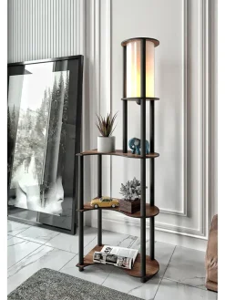 Lampa stojąca w kolorze czarno-brązowym - 50 x 140 x 30 cm
