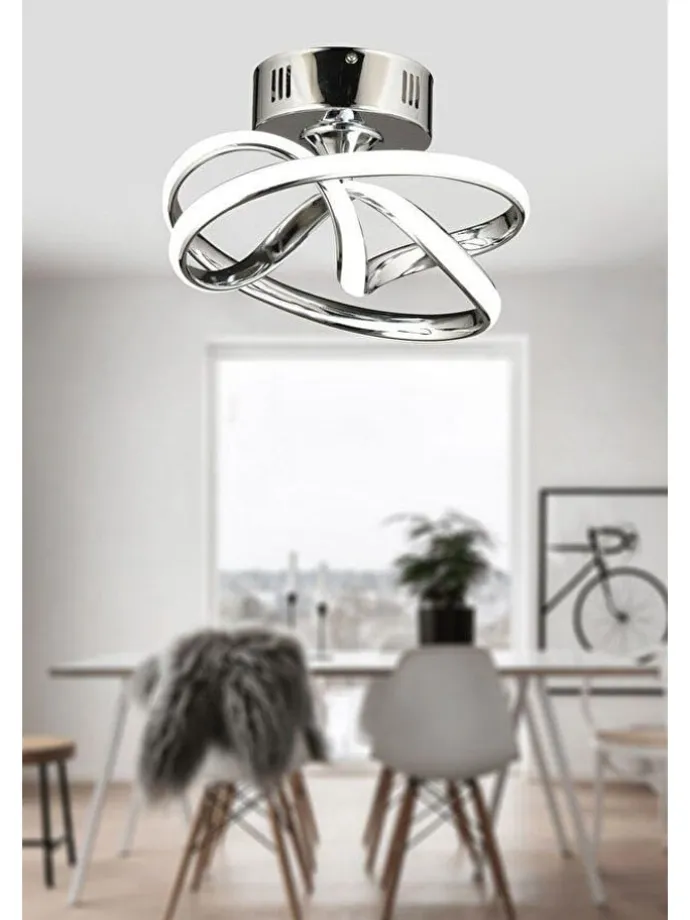 Lampa sufitowa LED w kolorze srebrnym - wys. 20 x Ø 28 cm
