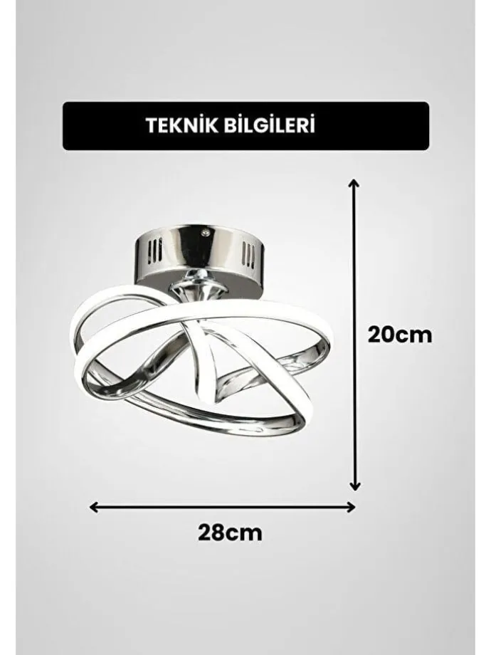 Lampa sufitowa LED w kolorze srebrnym - wys. 20 x Ø 28 cm
