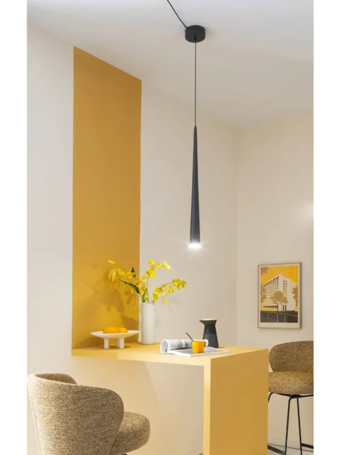 Lampa wisząca LED "Cone" w kolorze czarnym - wys. 160 x Ø 12 cm
