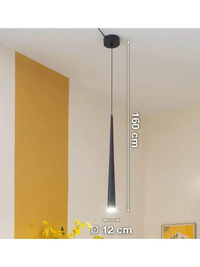 Lampa wisząca LED "Cone" w kolorze czarnym - wys. 160 x Ø 12 cm