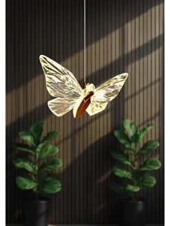 Lampa wisząca LED w kolorze złotym - szer. 20 cm