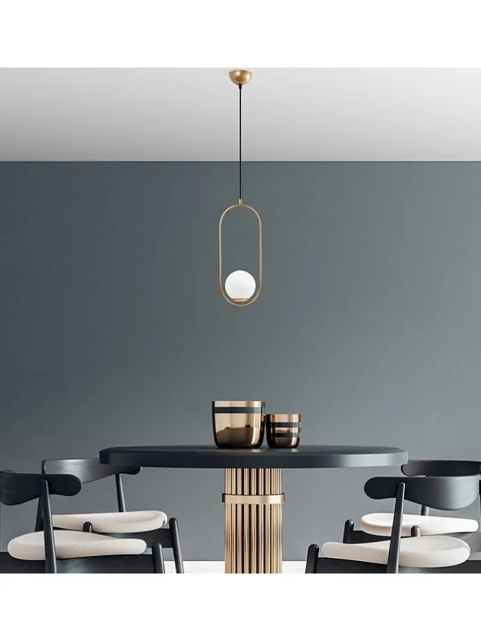Lampa wisząca "Mudonı" w kolorze złotym - wys. 146 x Ø 20 cm