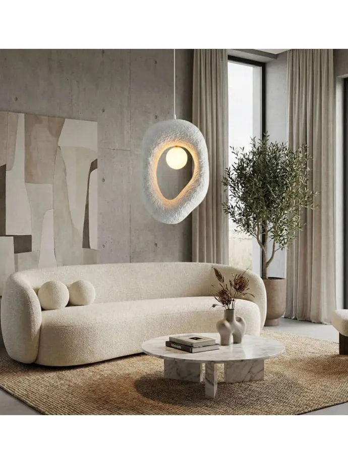 Lampa wisząca w kolorze białym - 30 x 90 cm
