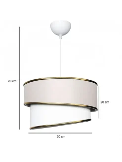 Lampa wisząca w kolorze kremowo-białym - wys. 70 x Ø 30 cm