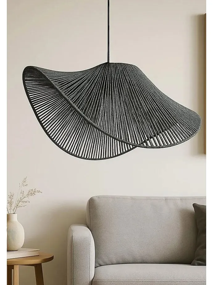 Lampa wisząca w kolorze szarym - wys. 53 x Ø 50 cm