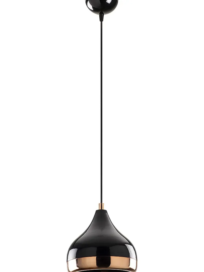 Lampa wisząca "Yildo" w kolorze czarno-pomarańczowym - Ø 17 cm