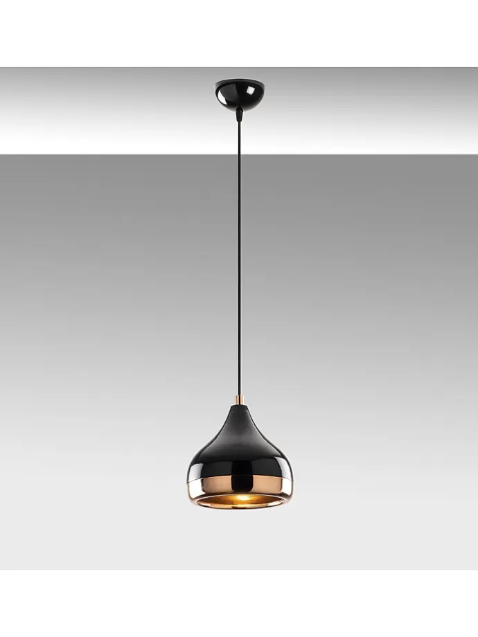Lampa wisząca "Yildo" w kolorze czarno-pomarańczowym - Ø 17 cm