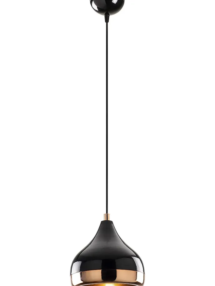 Lampa wisząca "Yildo" w kolorze czarno-pomarańczowym - Ø 17 cm
