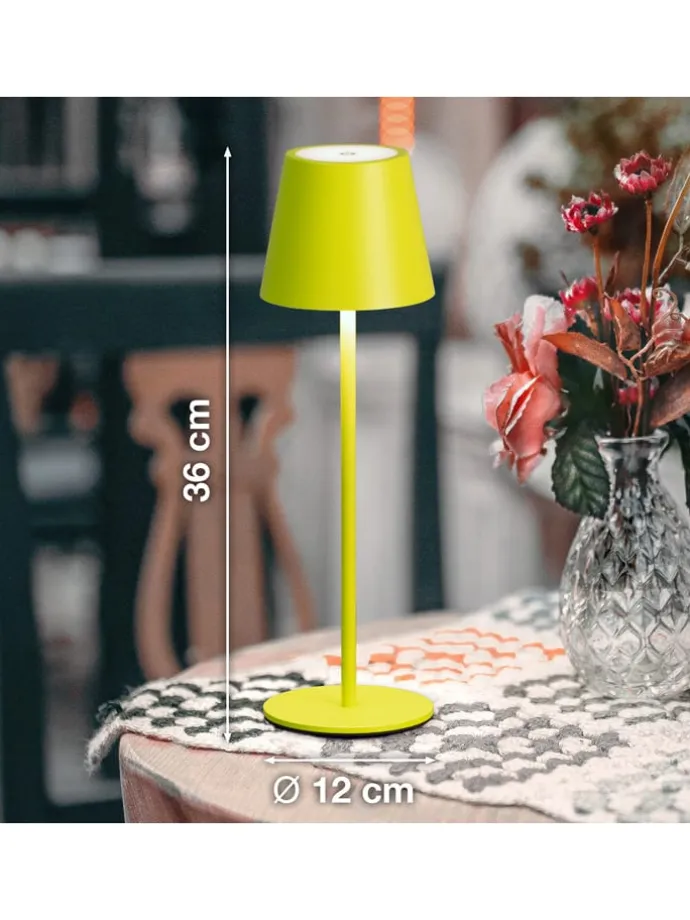 Lampa zewnętrzna LED "Viletto" w kolorze limonkowym - wys. 36 x Ø 11 cm