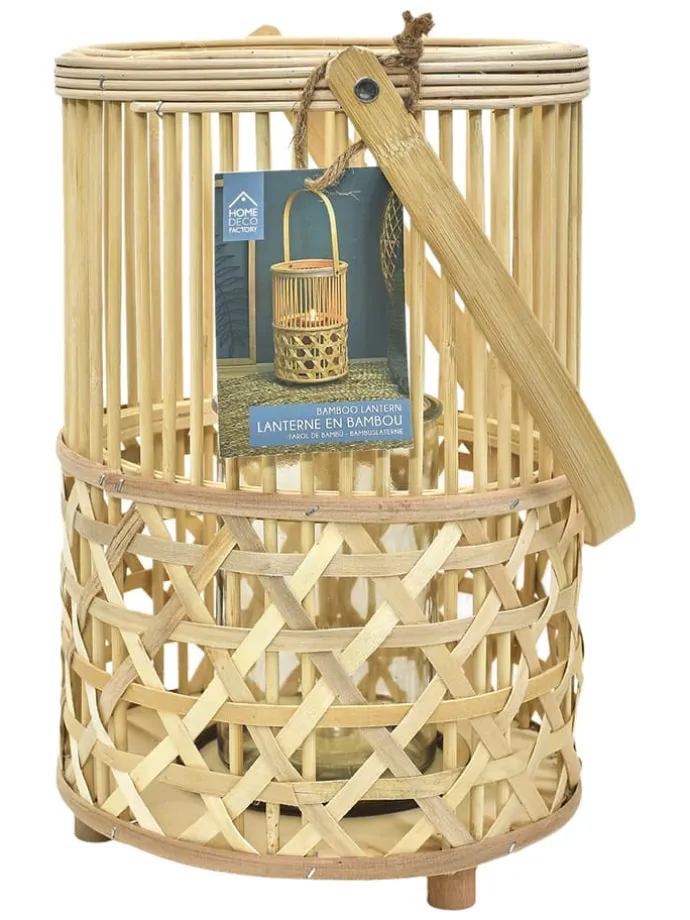 Lampion w kolorze jasnobrązowym - wys. 52 x Ø 23 cm
