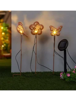 Lampy ogrodowe LED (3 szt.) w kolorze czerwonym na trzonku