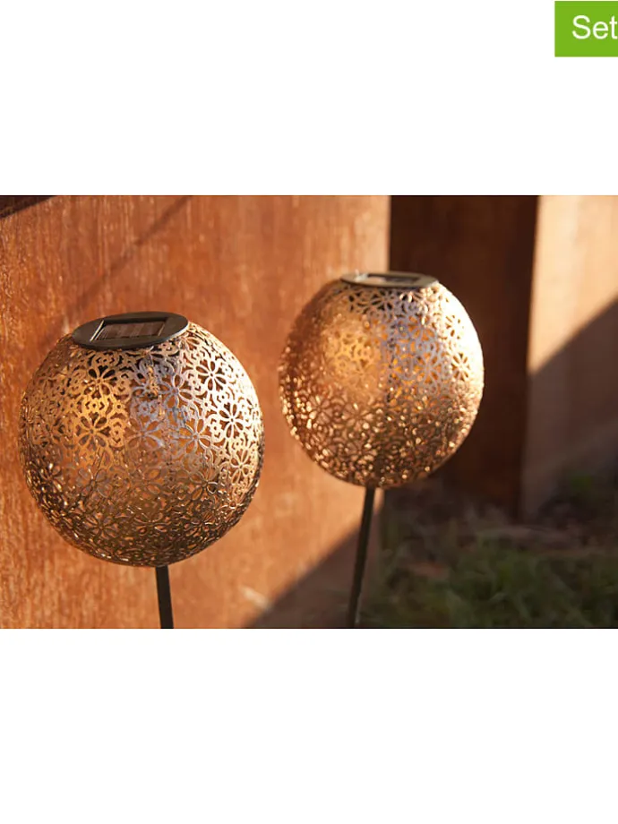 Lampy solarne LED (2 szt.) "Agadir" w kolorze miedzianym - wys. 45 cm