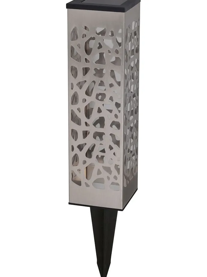 Lampy solarne LED (3 szt.) "Organic" w kolorze srebrnym na trzonku - wys. 28 cm