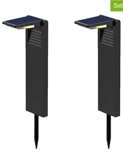 Lampy solarne LED (2 szt.) "Ostry" w kolorze czarnym na trzonku - wys. 41 cm
