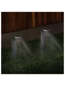 Lampy solarne LED (2 szt.) "Ostry" w kolorze czarnym na trzonku - wys. 41 cm