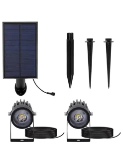 Lampy solarne LED (2 szt.) "Roundy" w kolorze czarnym na trzonku - wys. 27 cm