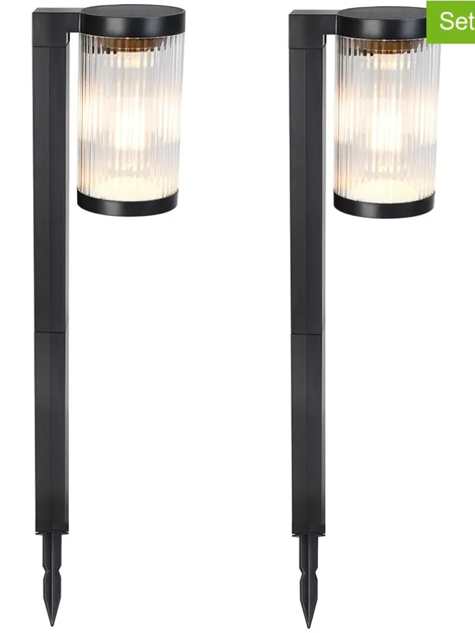 Lampy zewnętrzne LED (2 szt.) "Beamlit" w kolorze czarnym - 7,8 x 57,9 x 11 cm