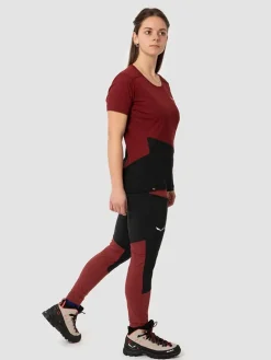 Legginsy trekkingowe "Puez Dry Responsive" w kolorze bordowo-czarnym