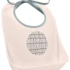 Śliniak "Pink Grid" z kieszonką w kolorze pudrowym - (S)20 x (W)23 x (G)7 cm