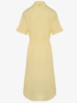 Lniana sukienka w kolorze żółtym