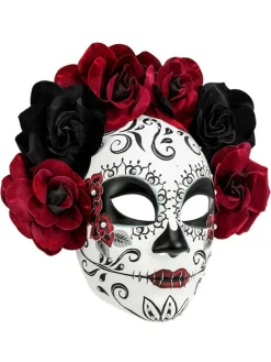 Maska "DIA DE LOS MUERTOS" w kolorze biało-czarno-czerwonym